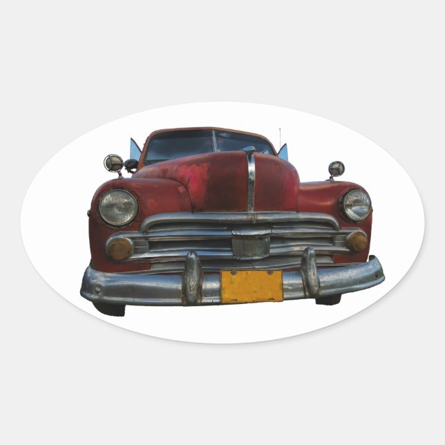 Classic American car in Vinales, Cuba Oval Sticker (Front)