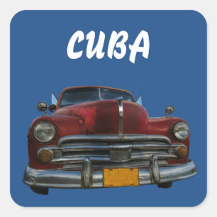 Classic American car in Vinales, Cuba Square Sticker