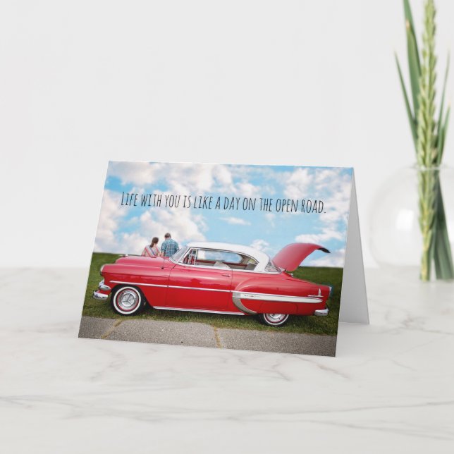 Classic American Car Lover Anniversary Card (Front)