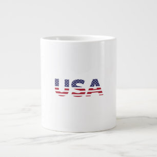 Classic American Flag USA Block Letters Graphic Large Coffee Mug