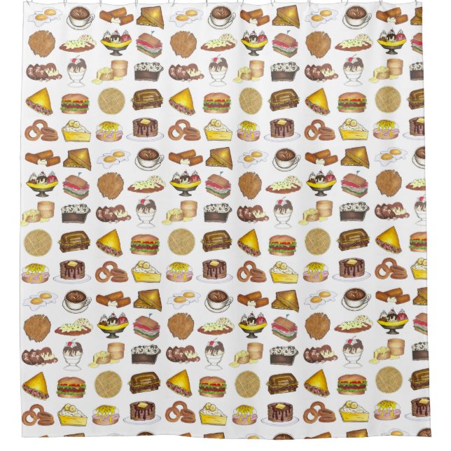 Classic American Lunch Counter Greasy Spoon Diner Shower Curtain (Front)