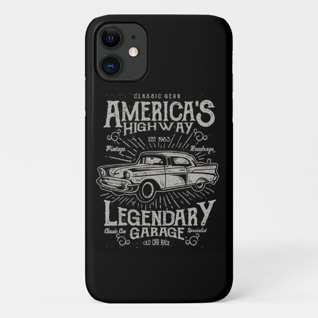 Classic American Muscle Car | Hotrod's Highway Case-Mate iPhone Case (Back)