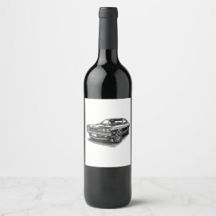 Classic American Muscle Car Retro Vintage 60s 70s Wine Label