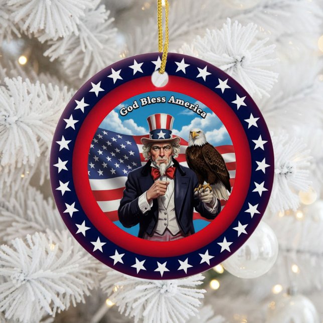 Classic American Patriotism  Ceramic Tree Decoration (Creator Uploaded)