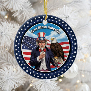 Classic American Patriotism Ceramic Tree Decoration