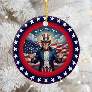 Classic American Patriotism Ceramic Tree Decoration