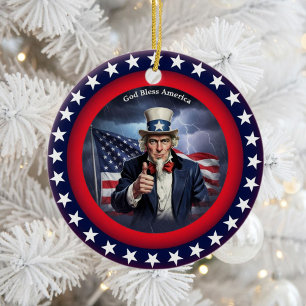 Classic American Patriotism Ceramic Tree Decoration