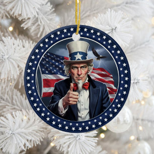 Classic American Patriotism Ceramic Tree Decoration