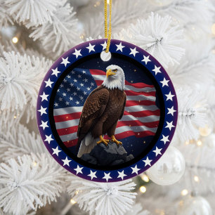 Classic American Patriotism Ceramic Tree Decoration