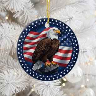Classic American Patriotism Ceramic Tree Decoration