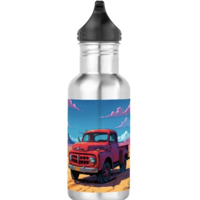 Classic American Pickup 532 Ml Water Bottle (Vintage Red Truck Water Bottle – 18 oz 18/8 stainless steel Height: 8.67" Weight: 8.7 oz. )