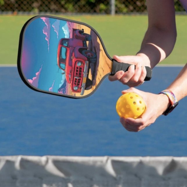 Classic American Pickup  Pickleball Paddle (Vintage Red Truck pickleball paddle hand wrapped grip honeycomb core. 15.75” x 7.75” 8 oz weight. )