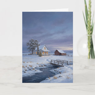 Classic American Prairie Cottage Christmas Card