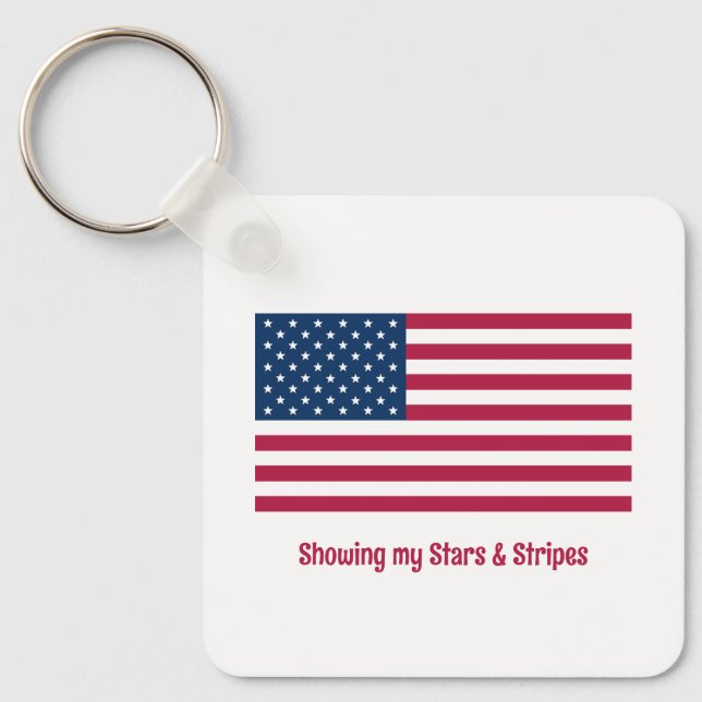 Classic American Pride with Flag Name Saying Event Key Ring (Front)