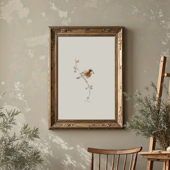 Classic American Robin Watercolor Art with Berries Poster (Creator Uploaded)