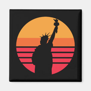 Classic American Sunset Statue of Liberty Magnet