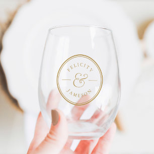 Classic Ampersand Personalised Wedding Stemless Wine Glass
