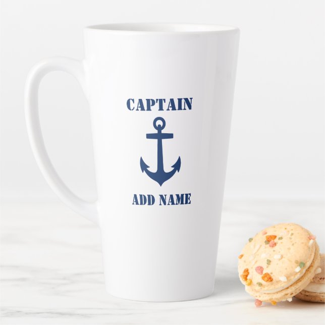 Classic Anchor Captain Boat or Name 2 sided Large Latte Mug (In Situ)