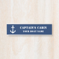 Classic Anchor Captain's Cabin & Boat Name Navy