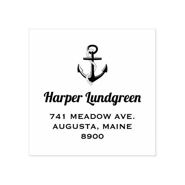 Classic Anchor Nautical Personalised Rubber Stamp (Imprint)