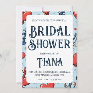 classic anchor nautical wedding shower invitations