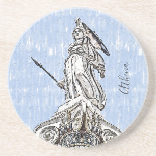 Classic Ancient Athena Statue Coaster – Greek Myth