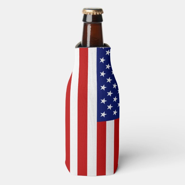 Classic and Cool American Flag Patriotic Bottle Cooler (Bottle Front)