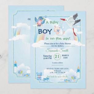 Classic and cute Stork Baby Shower Invitation