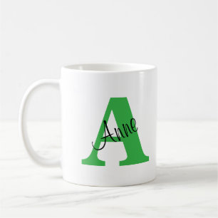 Classic and Elegant Initials and Name Light Green Coffee Mug