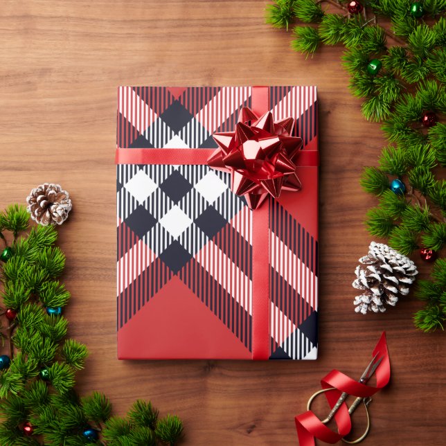 Classic and Elegant Red Plaid Holiday Wrapping Paper (Holiday Gift)