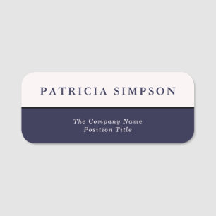 Classic and Elegant Sapphire Blue and Pearly White Name Tag