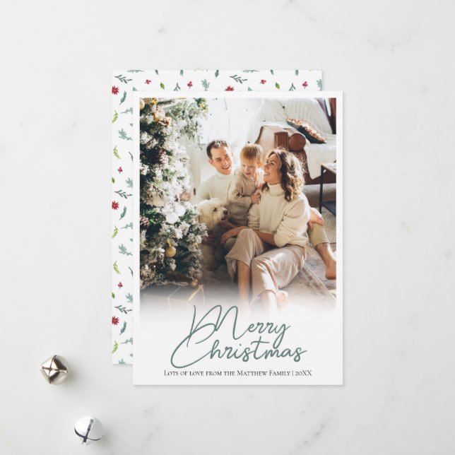 Classic and Elegant Traditional Family Christmas H Holiday Card (Front/Back In Situ)
