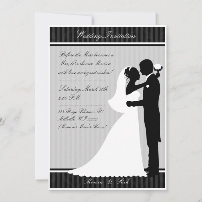 Classic and Elegant wedding invitation card A001 (Front)