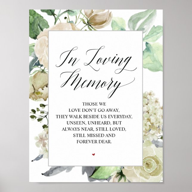 Classic and Elegant Wedding Memorial Table Sign (Front)