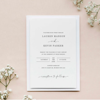 Classic and minimalist black and white wedding invitation