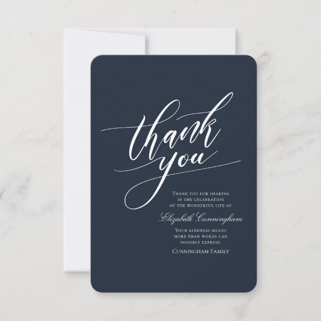 Classic and Simple Calligraphy Memorial Thank You Card (Front)