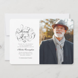 Classic and Simple Calligraphy Photo Memorial Thank You Card