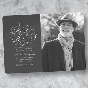 Classic and Simple Calligraphy Photo Memorial Thank You Card