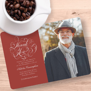 Classic and Simple Calligraphy Photo Memorial Thank You Card