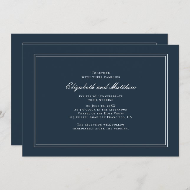 Classic and Simple Elegant Wedding Invitation (Front/Back)