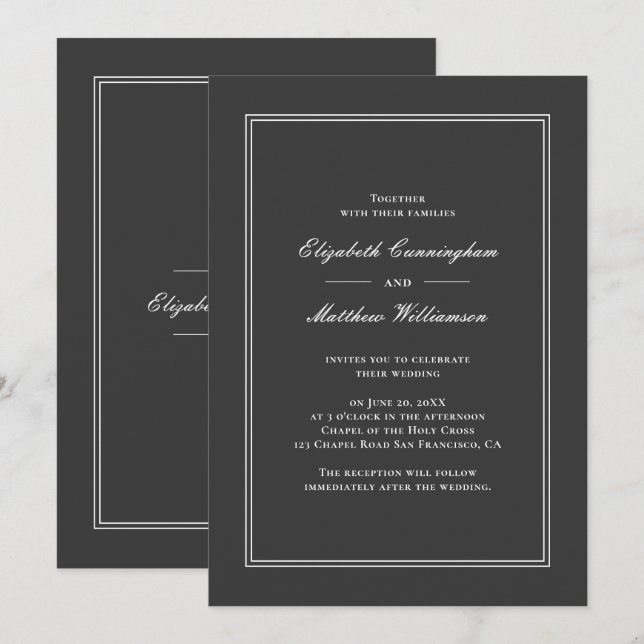 Classic and Simple Elegant Wedding Invitation (Front/Back)