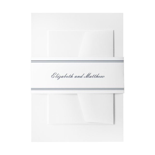 Classic and Simple Elegant Wedding Invitation Belly Band (Front Example)