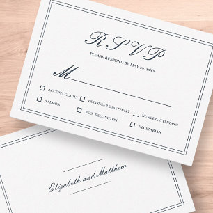 Classic and Simple Elegant Wedding RSVP Card