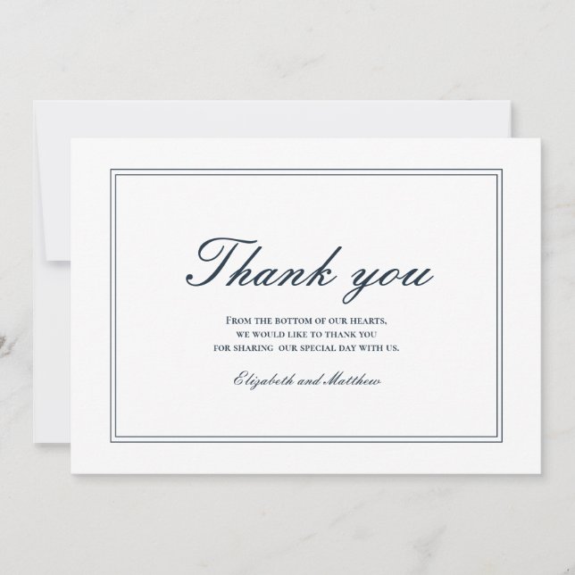 Classic and Simple Elegant Wedding Thank You Card (Front)