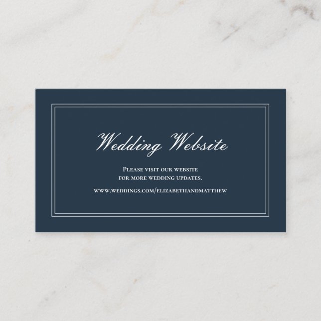Classic and Simple Elegant Wedding Website Enclosure Card (Front)