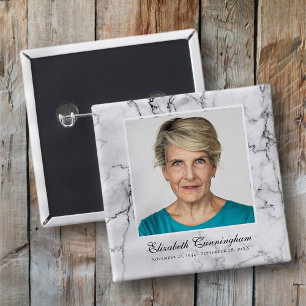 Classic and Simple Photo Marble Memorial 15 Cm Square Badge