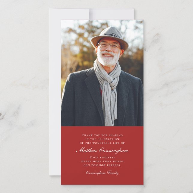 Classic and Simple Photo Memorial Thank You Card (Front)