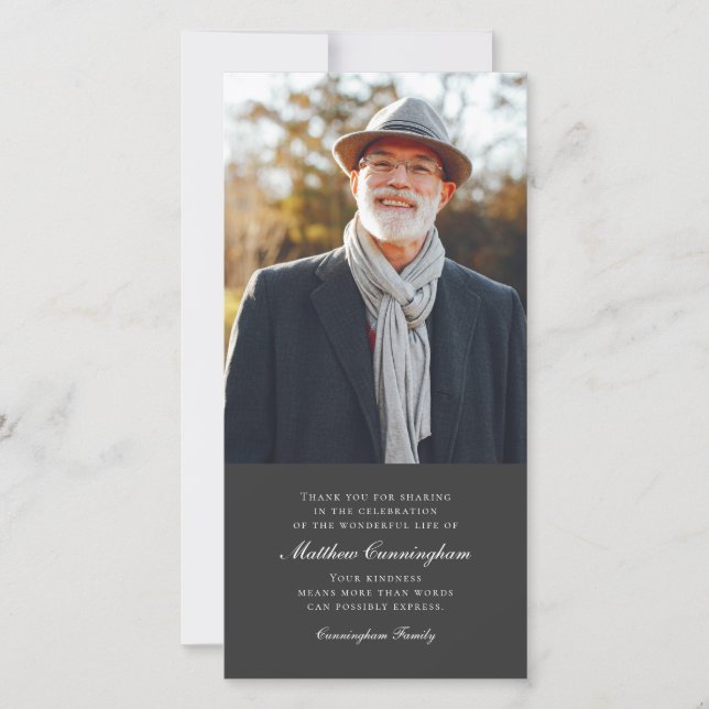 Classic and Simple Photo Memorial Thank You Card (Front)