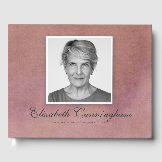 Classic and Simple Photo Watercolor Memorial Guest Book (Front)