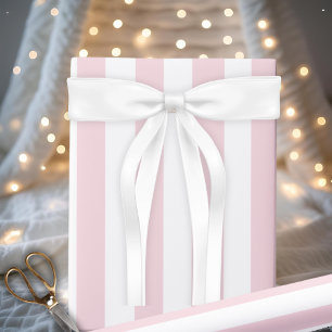 Classic And Stylish Baby Pink and White Striped Wrapping Paper